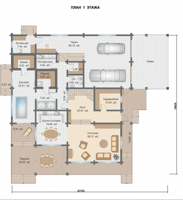 Базовые планировки Дом из клееного бруса Шату 1