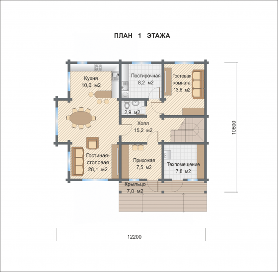 Базовые планировки Дом из клееного бруса Эрвальд 1