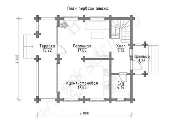 Базовые планировки Дом из клееного бруса Гарленд 1