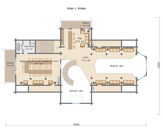Базовые планировки Дом из клееного бруса Ресторанный комплекс на Алтае 2