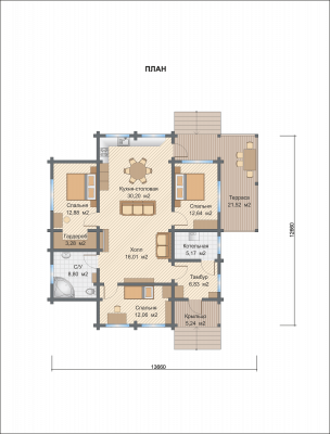 Базовые планировки Дом из клееного бруса Милтон 1