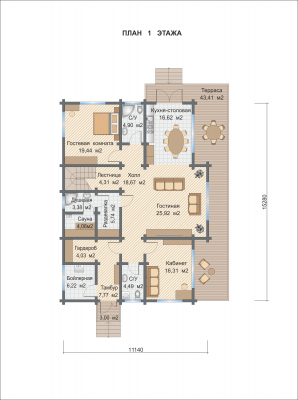 Базовые планировки Дом из клееного бруса Монреаль 1