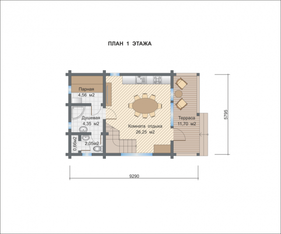 Базовые планировки Баня из клееного бруса Раума 1