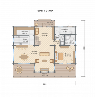 Базовые планировки Дом из клееного бруса Валенсия 1